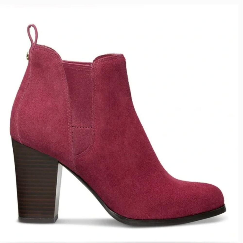 Michael Kors Evaline Suede Boots 8 NWOT Red Ankle Booties Heel Western Boho - Picture 4 of 6